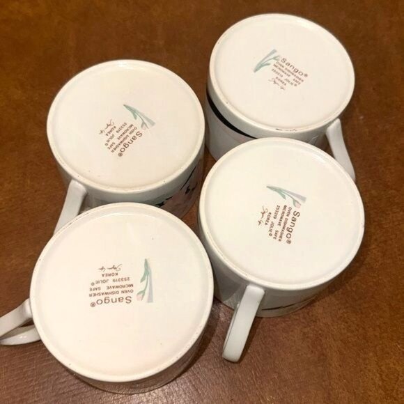 Sango Pink Floral Pattern Ceramic Coffee Mugs Set Of 4 2.5" Tall 3.5" Wide - Picture 4 of 6